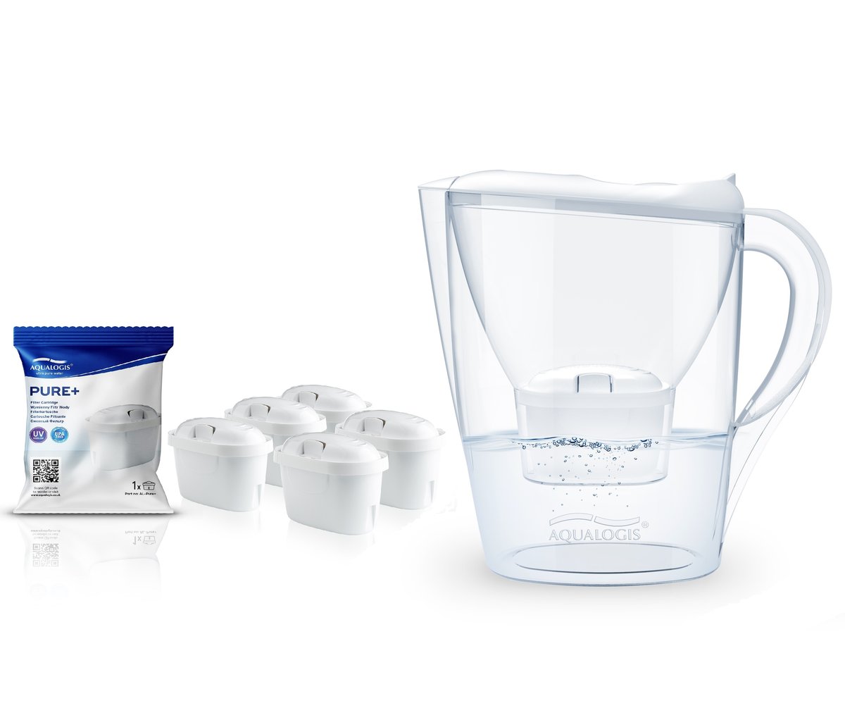 Dzbanek Filtrujący Aqualogis Harmony Biały + 5 Filtrów Pure+