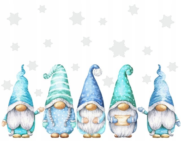 Krasnale Skrzaty NAKLEJKI ŚWIĄTECZNE na okna 40cm /NaklejkiOzdobne