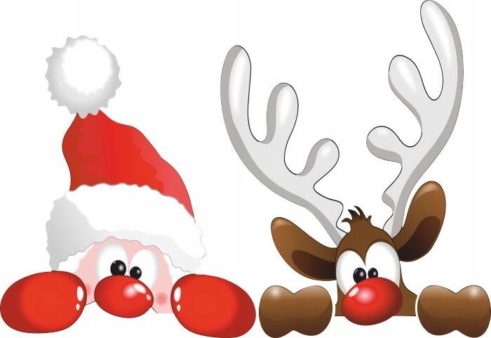 MIKOŁAJ I RENIFER naklejki świąteczne 65x45cm /NaklejkiOzdobne.pl