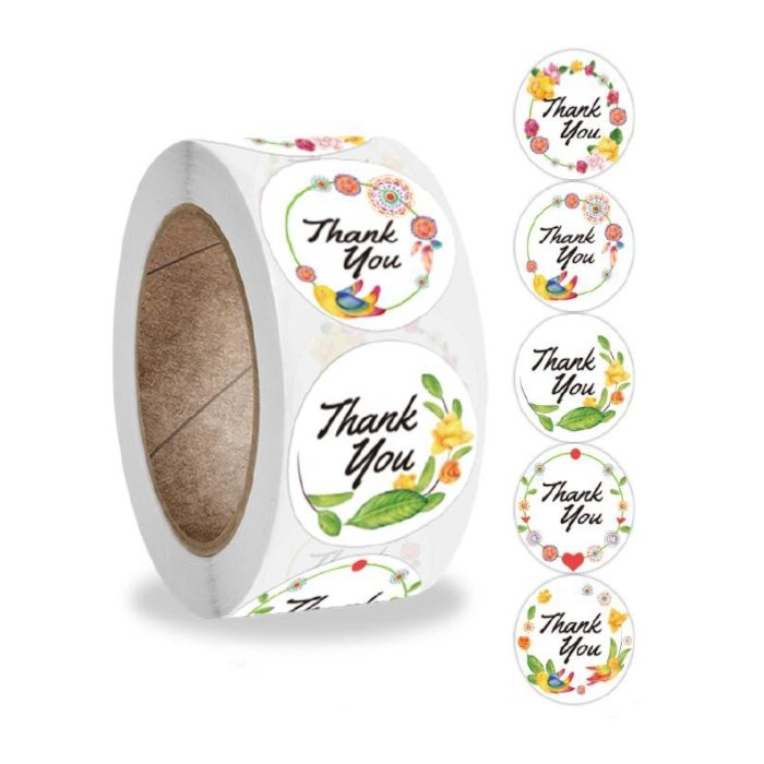 Naklejki Ozdobne Okrągłe Thank You Mix 500 Szt.
