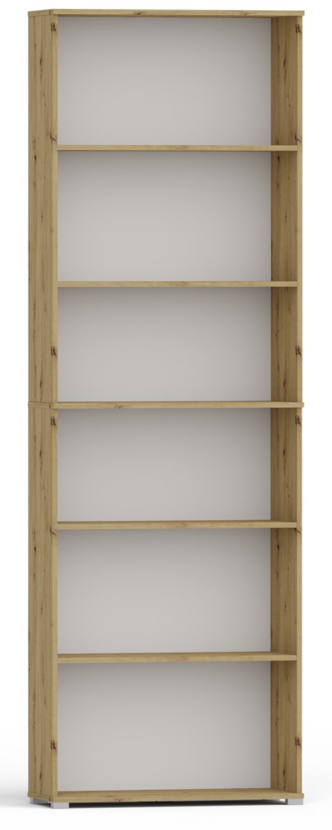 Regał Pola 215X60 Dąb Artisan, Szeroki 60 Cm, 6 Półek Na Książki I Segregatory