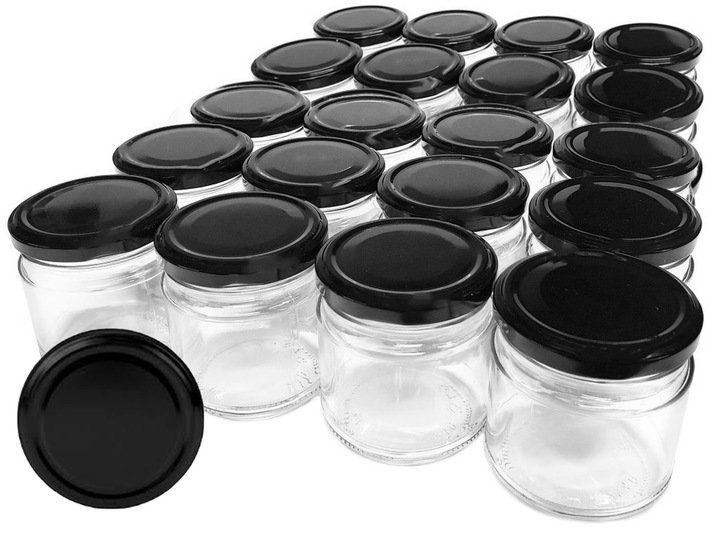 Słoik Szklany Słoiki Szklane 200Ml 20Szt Zakrętki Czarne Z55