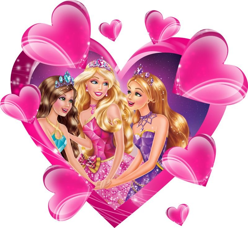 Naklejki Na Ścianę 3D Barbie 100X92Cm Serca Bajki