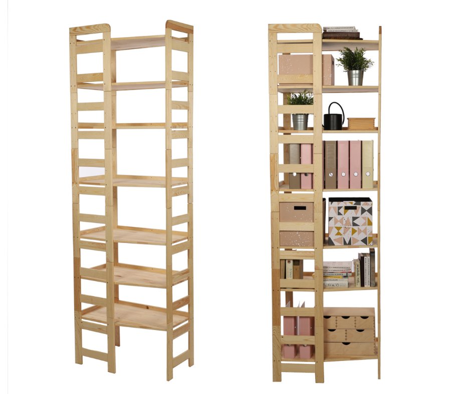 Regał Modułowy Wewnętrzny 236X72X44,8Cm 7 Półek Berdo Surowy Drewno Sosnowe Naturalny Rr2_Nw5X072_0_N0_F1 / Wamar-Sosenka
