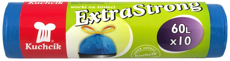 Kuchcik AKU worki na śmieci LDPE z taśmą ściągającą ExtraStrong Niebieskie 60L 10 szt.
