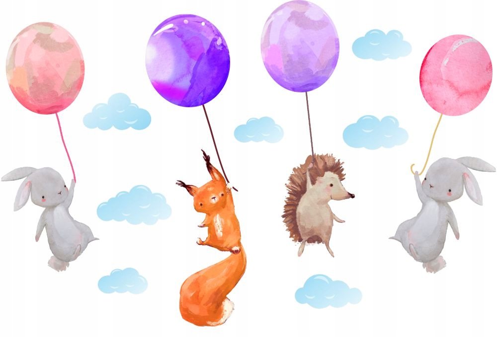 Naklejki Na Ścianę Balony Chmurki 150Cm Past4505