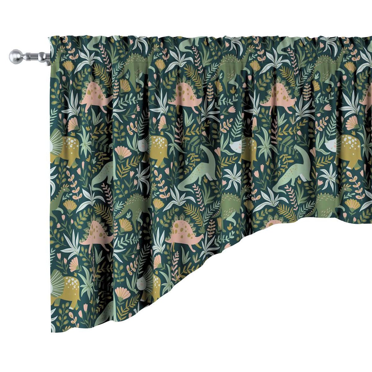 Lambrekin Łuk, Dinozaury Na Zielonym Tle, 200 × 75+5 Cm Grzywka, Magic Collection