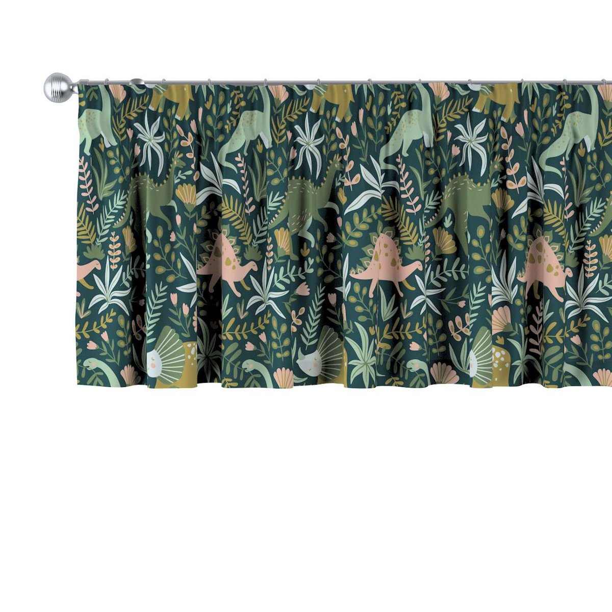 Lambrekin Na Taśmie Marszczącej, Dinozaury Na Zielonym Tle, 130 × 40 Cm, Magic Collection