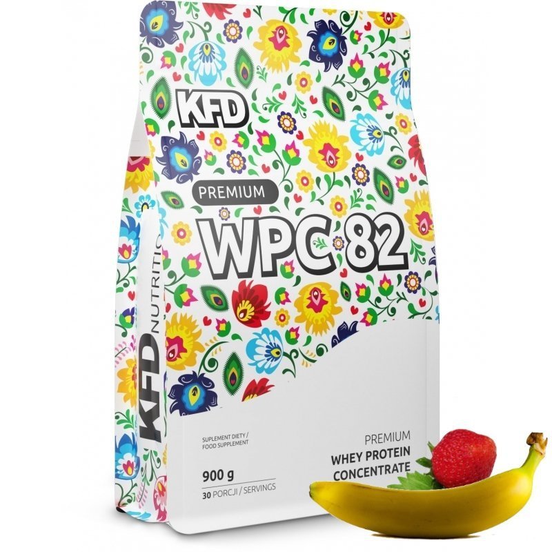 Białko KFD Premium WPC 82 900g  Banan-Truskawka