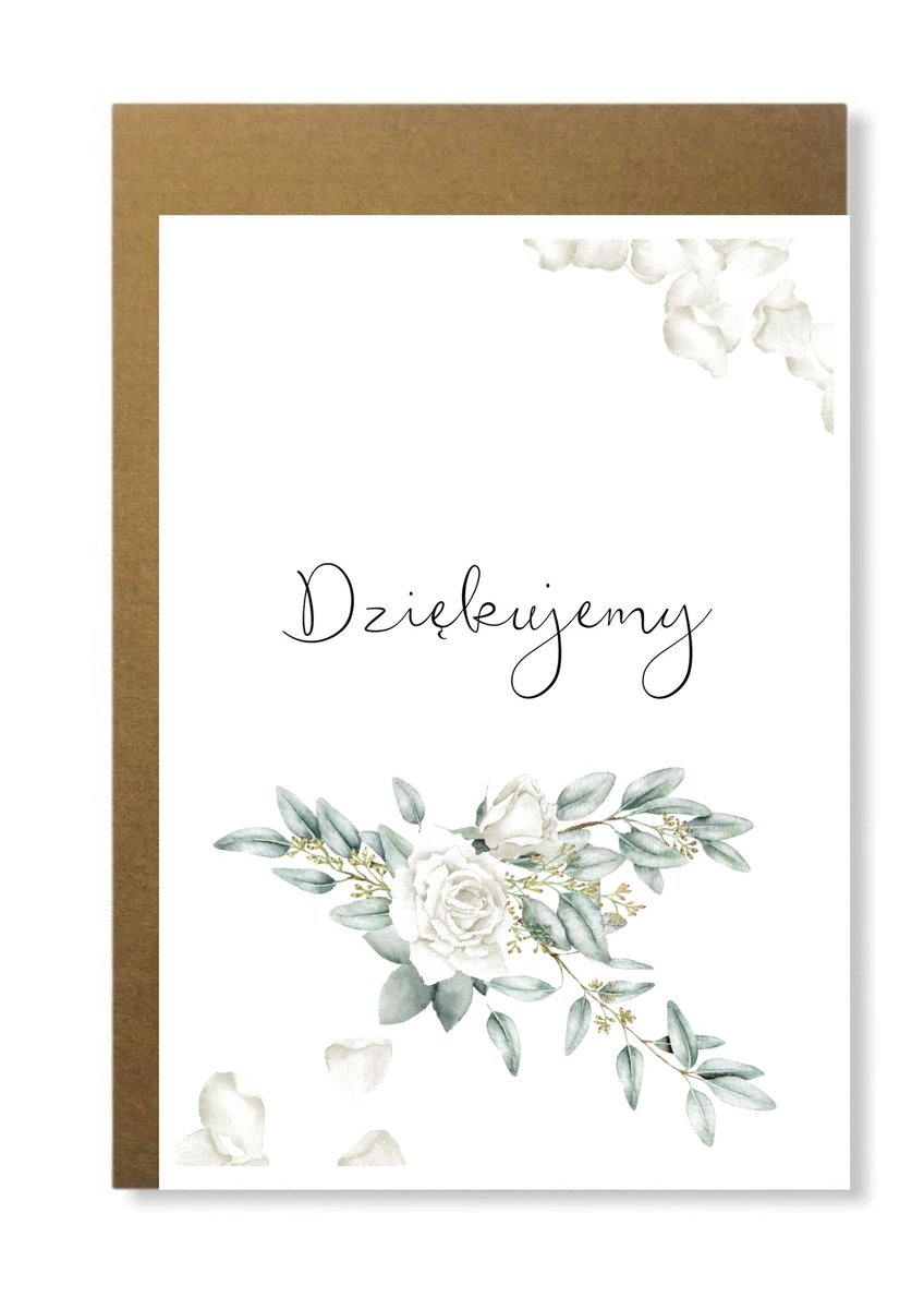 Elegancka kartka na podziękowanie dziękujemy ślub