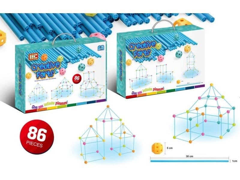 Namiot Baza Fort Słomki Konstrukcyjne, Klocki, Patyczki Ok. 86 Elementów