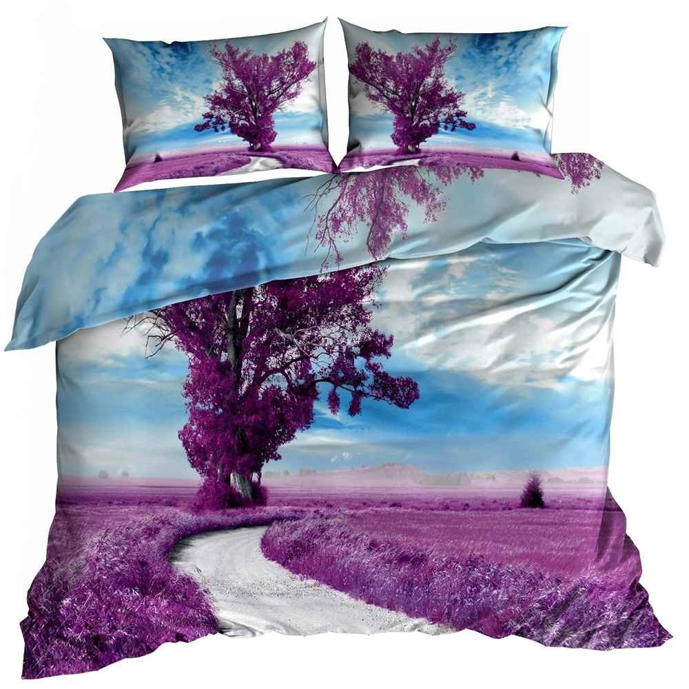 Pościel 3D Bawełna Satyna 200X220Cm Fioletowe Drzewo