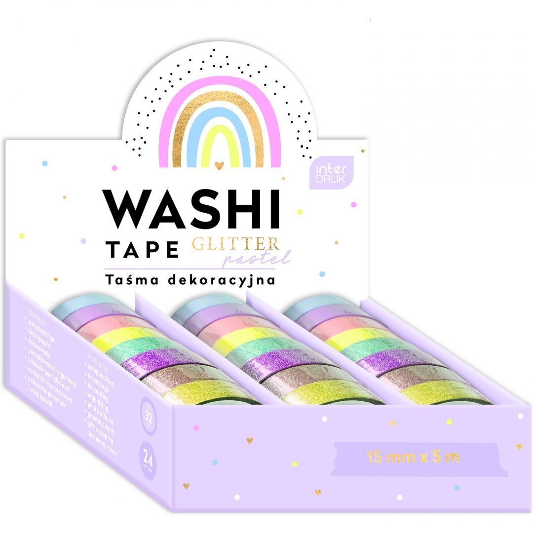 Interdruk Taśma dekoracyjna Glitter Pastel 24 szt.