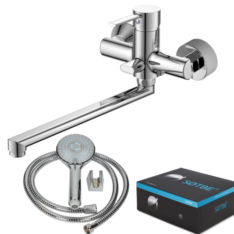 SOTBE UNICORN bateria wannowa ścienna z długą wylewką