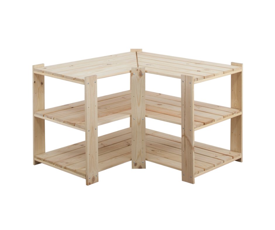 Maxi Regał Narożny Drewniany 64X80X50 Cm 3 Półki Ażurowe Surowy Drewno Sosnowe Naturalny Maxi-2Wa+ / Wamar-Sosenka