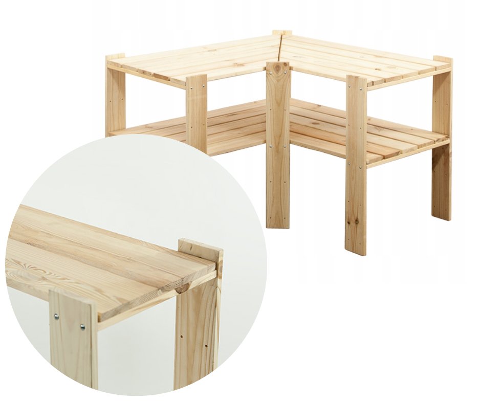 Maxi Regał Narożny Drewniany 64X80X50 Cm 2 Półki Pełne Surowy Drewno Sosnowe Naturalny Maxi-2Wp / Wamar-Sosenka