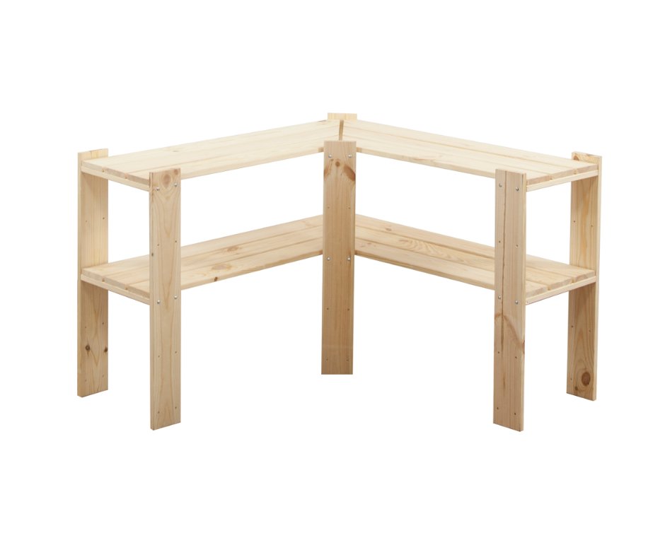 Maxi Regał Narożny Drewniany 64X85X30 Cm 2 Półki Ażurowe Surowy Drewno Sosnowe Naturalny Maxi-2Za / Wamar-Sosenka