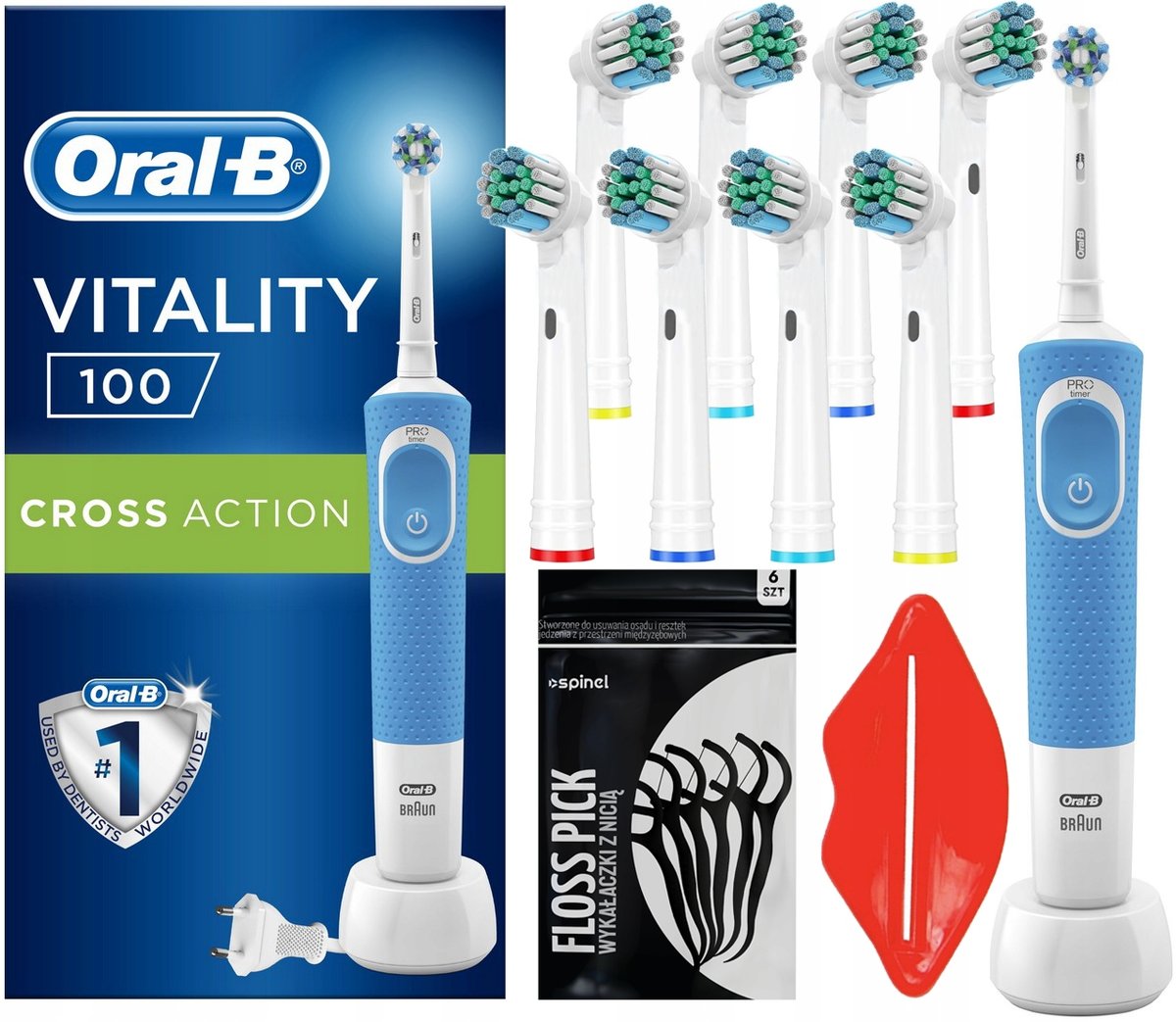 Zestaw Oral-B Vitality 100 Niebieska + Zam. Precision X8