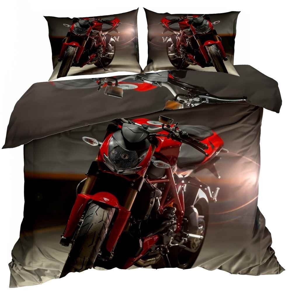Pościel 3D bawełna satyna 160x200cm MOTOCYKL