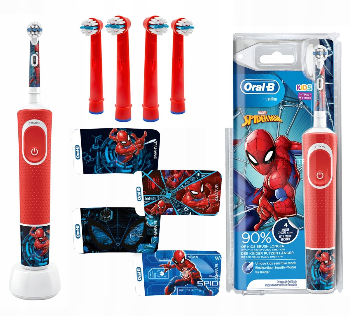 Szczoteczka Braun Oral-b Vitality 100 SpiderMan + 4 końcówki kids Red