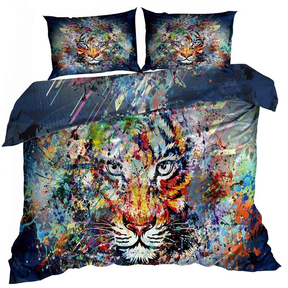 Pościel 3D Bawełna Satyna 200X220Cm Malowany Tygrys