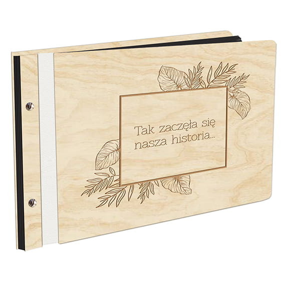 Album Na Zdjęcia Pamiątka Tak Zaczęła Się Nasza Historia W Drewnianej Oprawie Z Czarnymi Kartami Z Grawerem Prezent Na Rocznicę