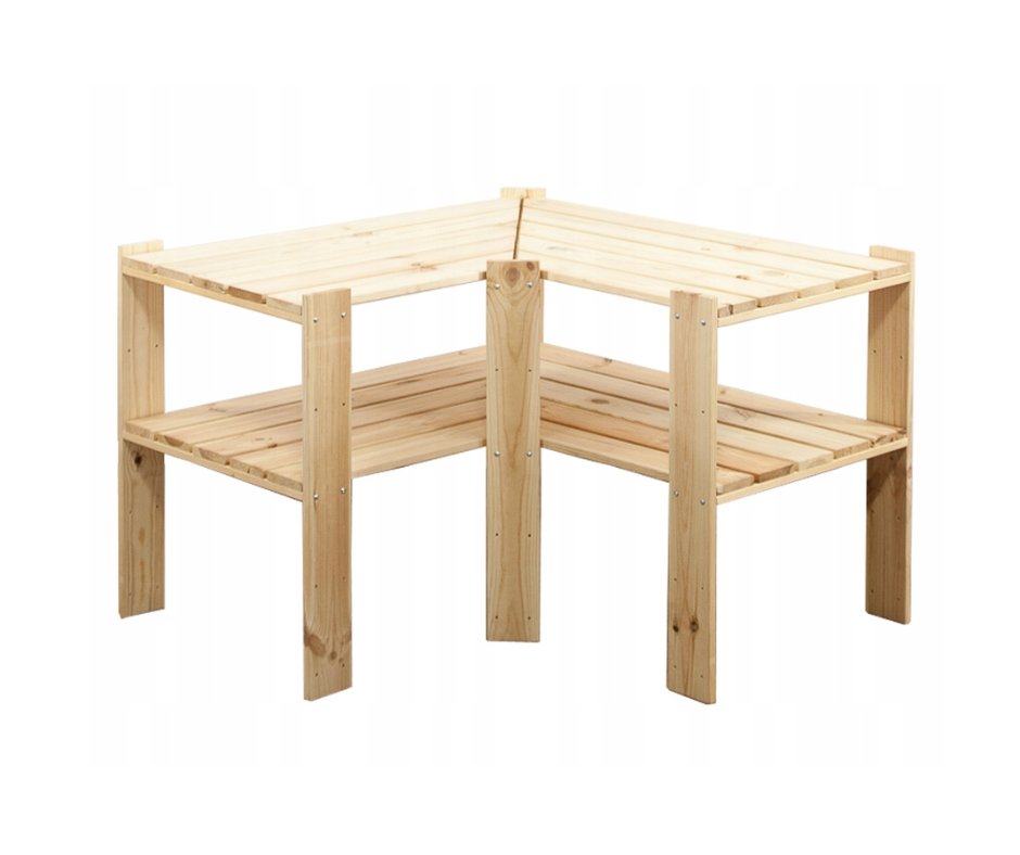 Maxi Regał Narożny Drewniany 64X80X50 Cm 2 Półki Ażurowe Surowy Drewno Sosnowe Naturalny Maxi-2Wa / Wamar-Sosenka
