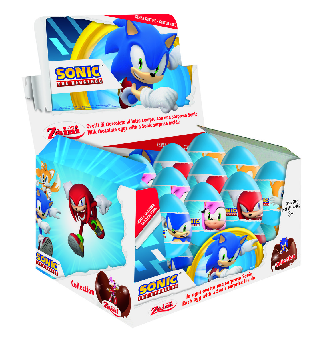 Czekoladowe Jajka Niespodzianki Sonic Karton 24Sztuk