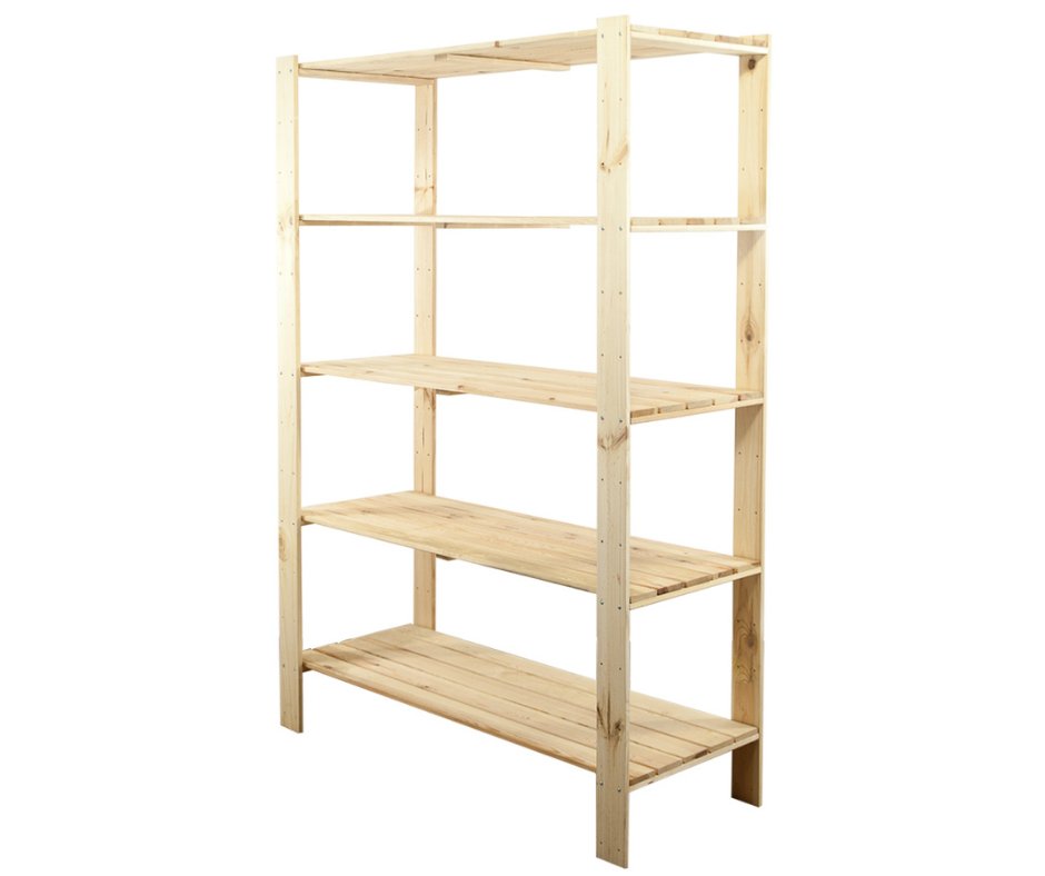 Maxi Regał Drewniany 166,4X120X50 Cm 5 Półek Ażurowych Surowy Drewno Sosnowe Naturalny Maxi-4Na+ / Wamar-Sosenka