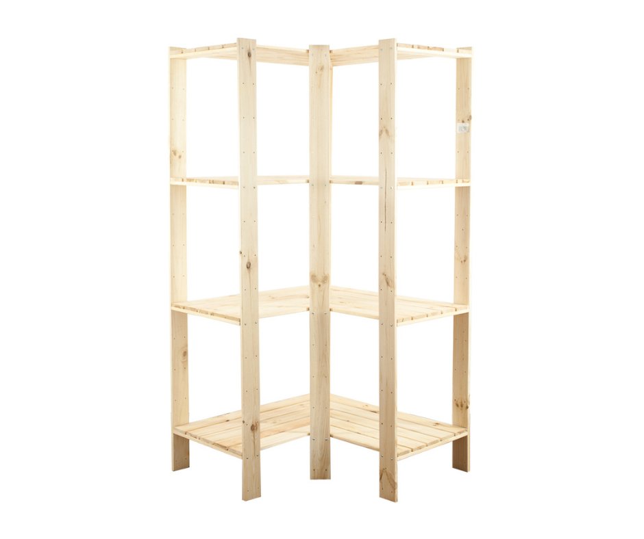 Maxi Regał Narożny Drewniany 166,4X85X50 Cm 4 Półki Ażurowe Surowy Drewno Sosnowe Naturalny Maxi-4Wa / Wamar-Sosenka