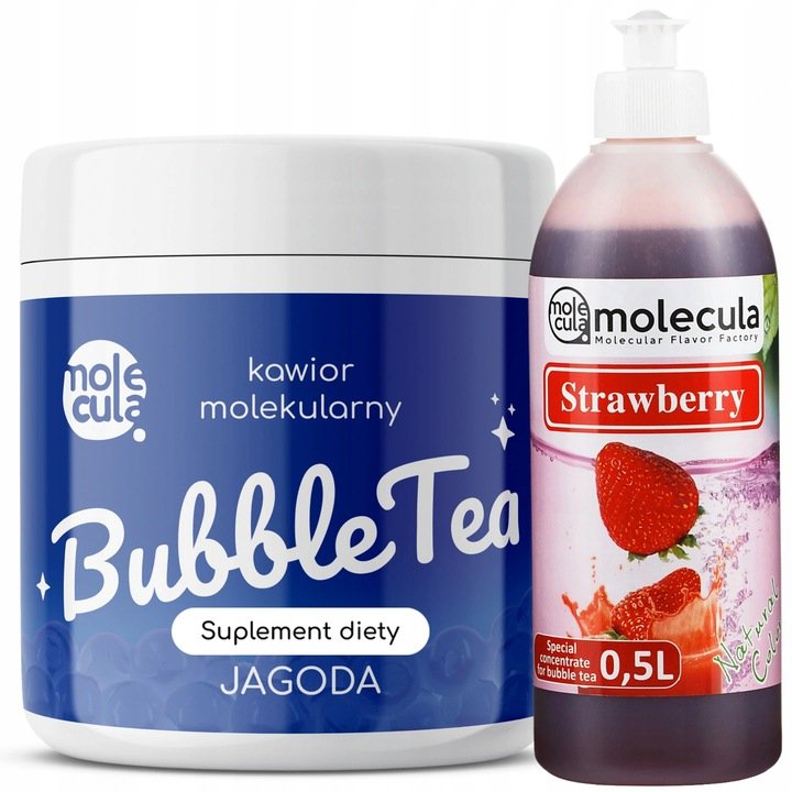 Zestaw Bubble Tea - Kuleczki Jagoda, Syrop Truskawka, Kubki I Słomki