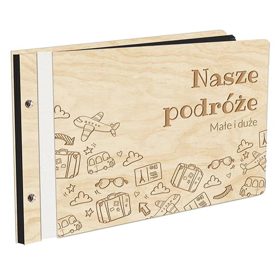 Album Na Zdjęcia W Drewnianej Oprawie Z Czarnymi Kartami Z Grawerem Nasze Podróże Małe I Duże Travel Wyprawa Wycieczka Album Podróżniczy