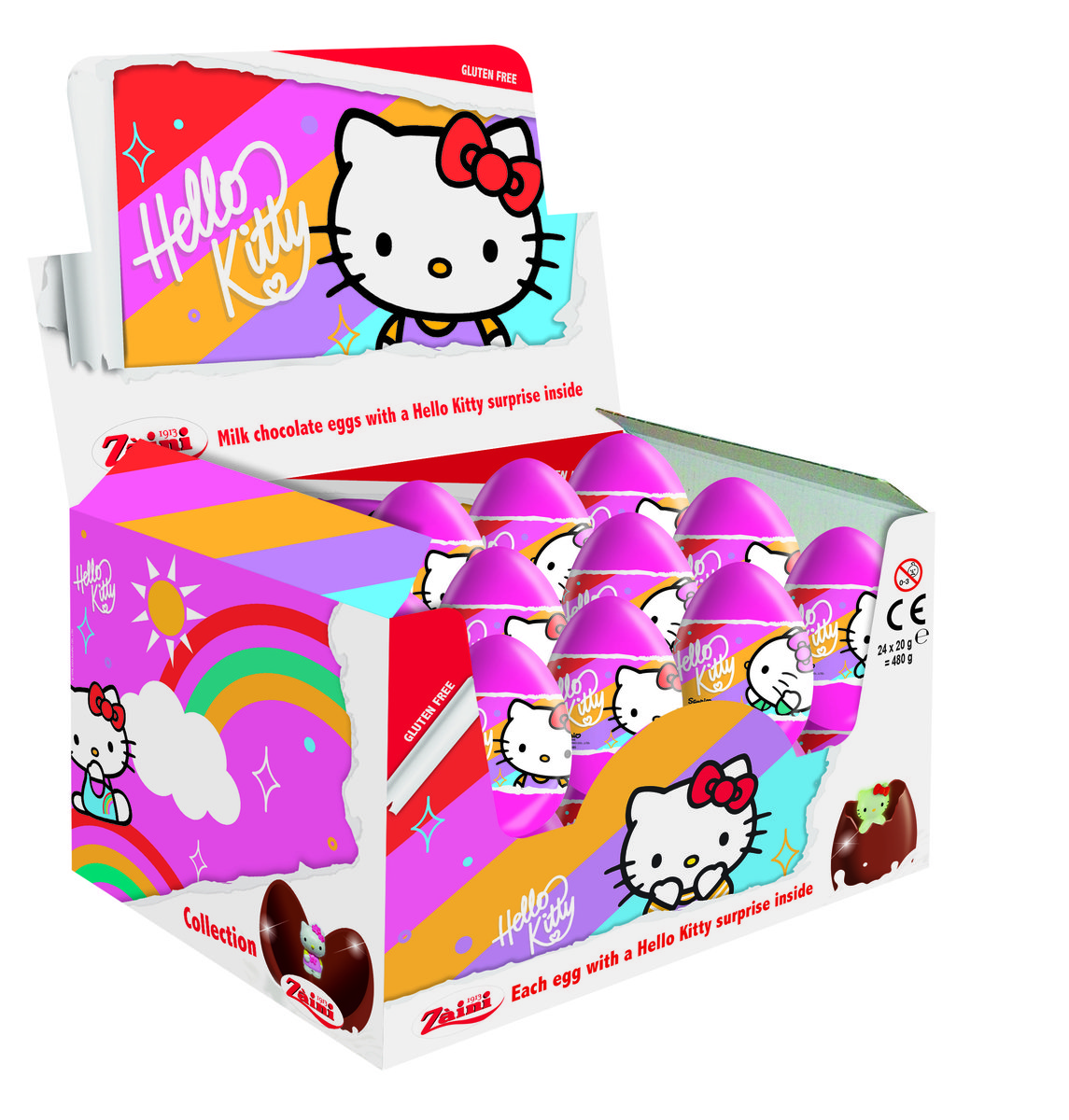 Czekoladowe Jajka Niespodzianki Hello Kitty Karton 24Szt