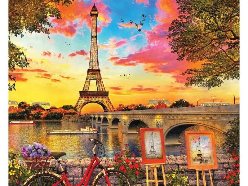 Haft Diamentowy, Obraz, Mozaika Diamentowa Diamond Painting, Panorama Paryża Wieża Eiffla 40X30Cm