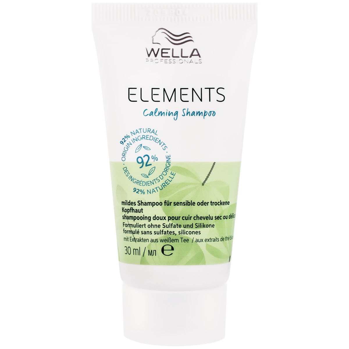 Wella, Elements Calming Shampoo, Szampon do włosów i suchej lub wrażliwej skóry głowy, nawilża i oczyszcza, 30 ml