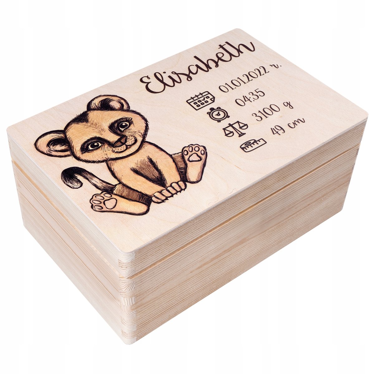 Pudełko z grawerem prezent na narodziny 30x20x14cm