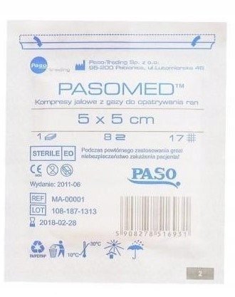 Paso TRADING Kompres Jałowy 17N 8W PASOMED, 3 szt 5cm x 5cm