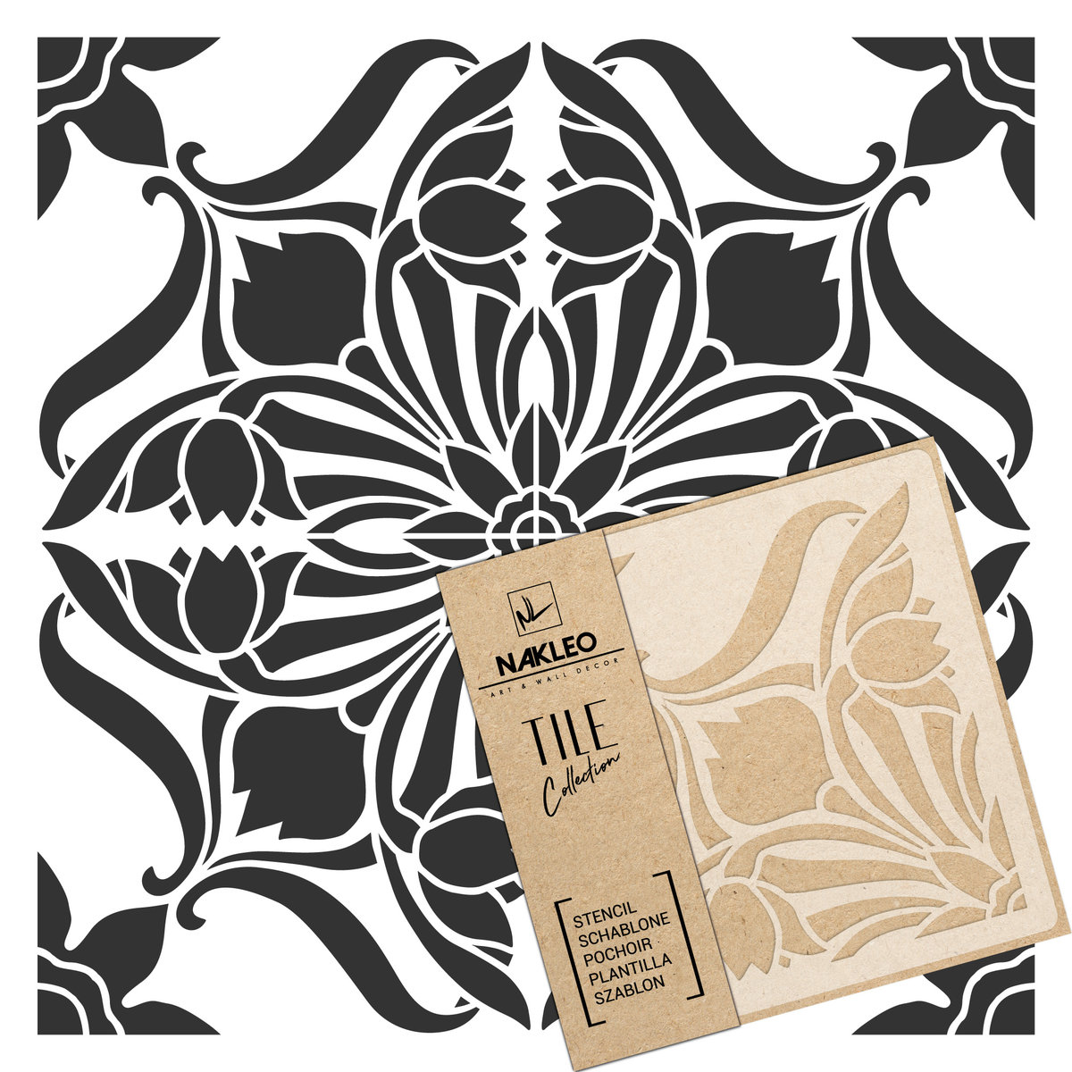 szablon malarski // płytki - kafelki // ART NOUVEAU - SECESJA #5 - 30x30cm