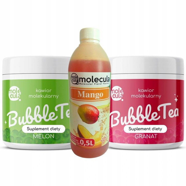 Zestaw Bubble Tea - Granat I Melon, Syrop Mango, Kubki I Słomki