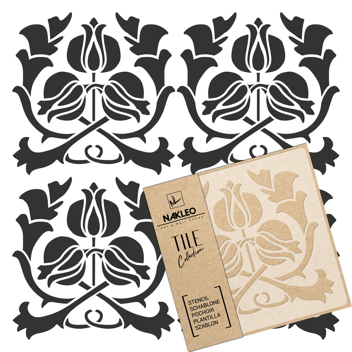 szablon malarski // płytki - kafelki // ART NOUVEAU - SECESJA #3 - 10x10cm