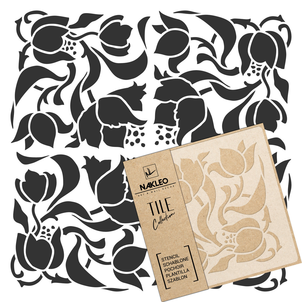 szablon malarski // płytki - kafelki // ART NOUVEAU - SECESJA #4 - 30x30cm
