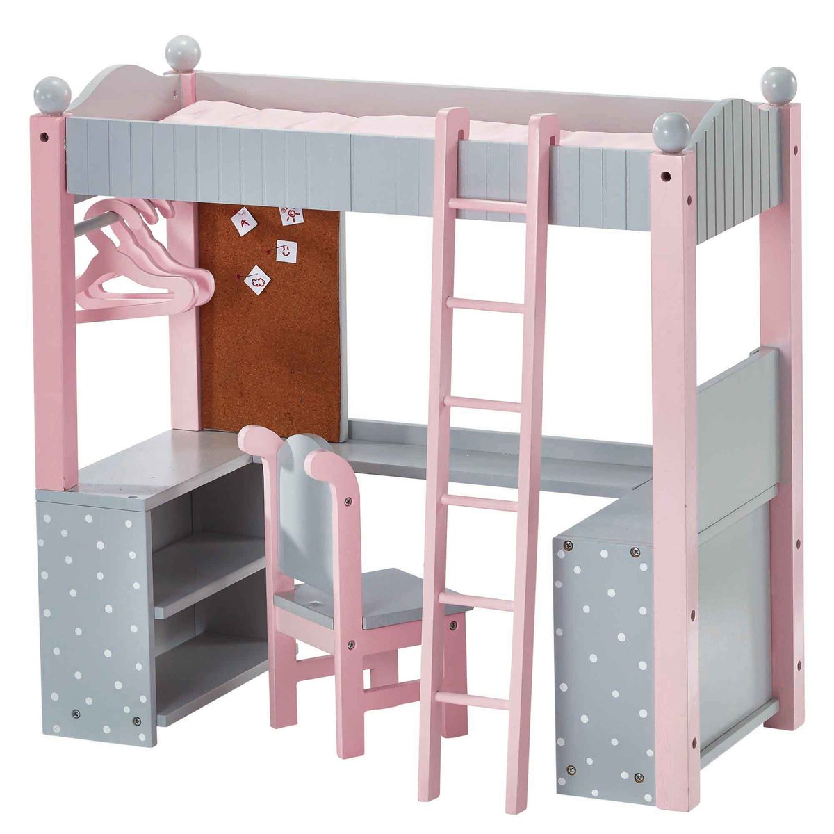 Olivias World Doll Drewniane Meble Kropki Podwójne Łóżko Piętrowe Biurko TD-0204AG
