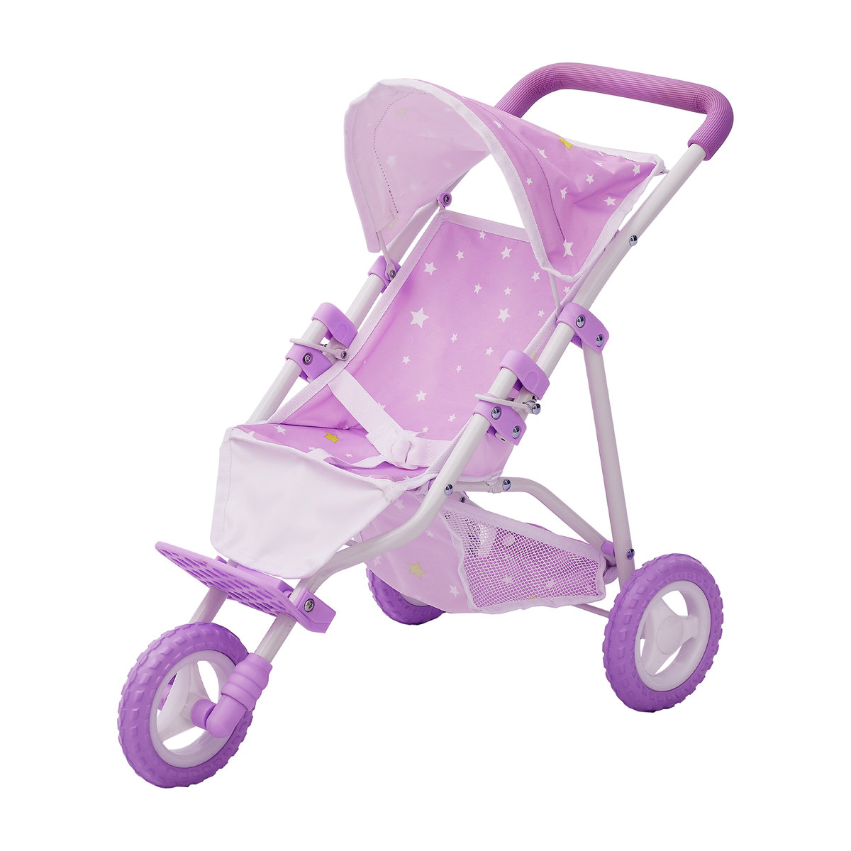 Olivia's Little World Fioletowy Wózek dla lalek Wózek spacerowy dla Lalek z Schowkiem OL-00006