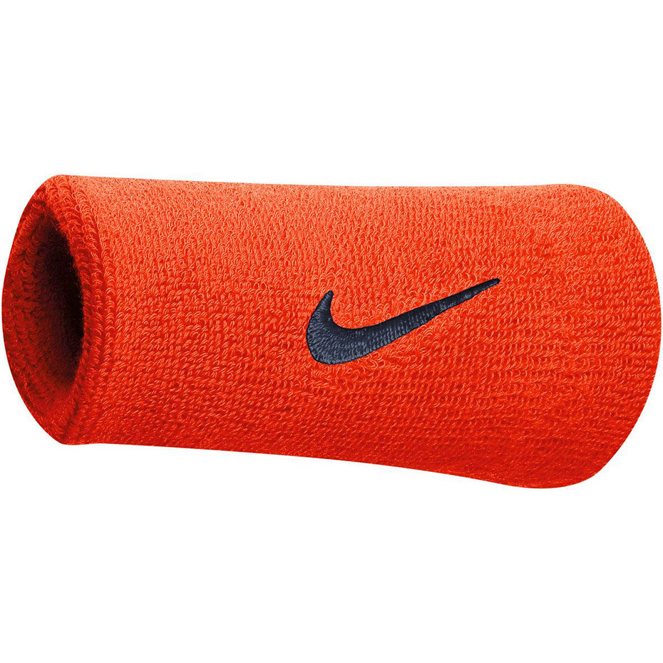 Frotki na nadgarstek Nike Swoosh Doublewide Wristbands pomarańczowe N0001586804OS