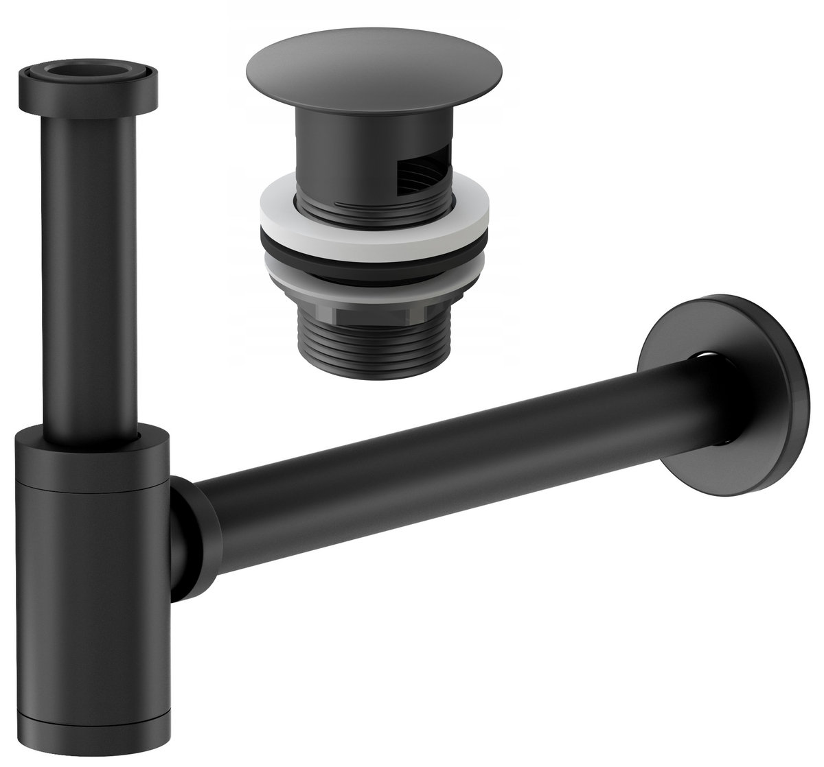 Syfon Umywalkowy Czarny Mosiężny+Klik Klak Zp