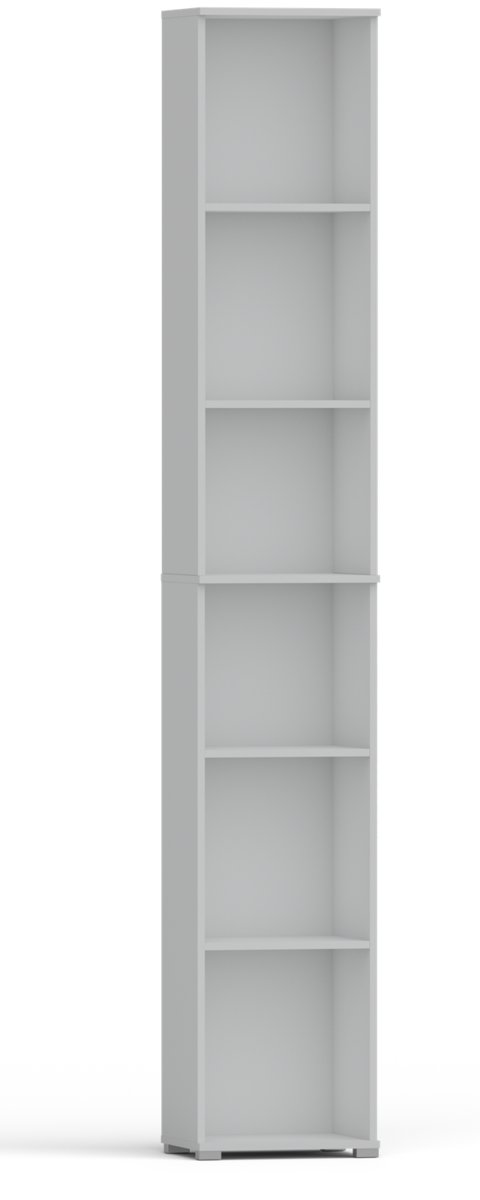 Regał Pola 215X40 Cm Biały, 6 Półek Na Książki I Segregatory