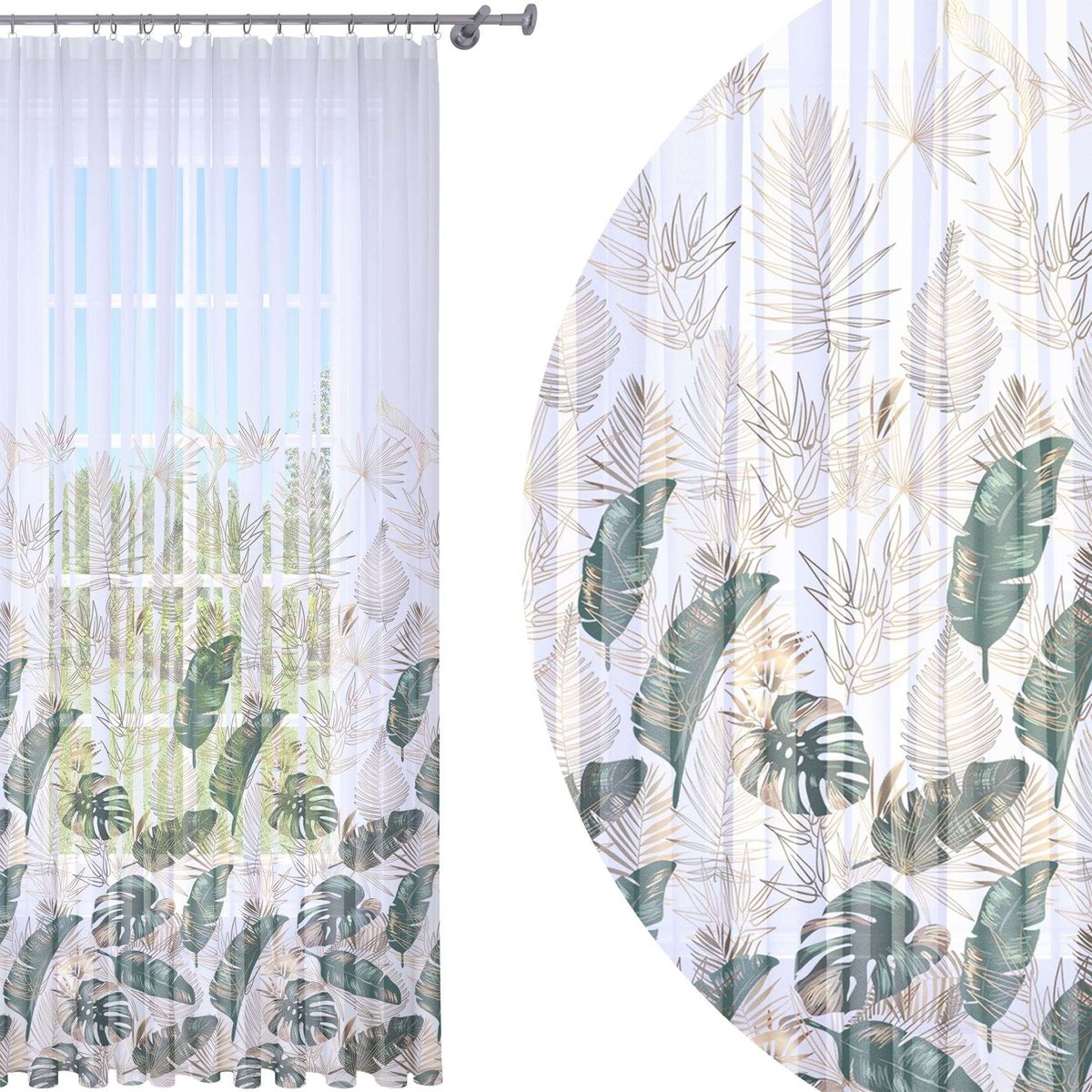 Firana Gotowa 140X250  Woal Barwiona Wzór Na Żabki