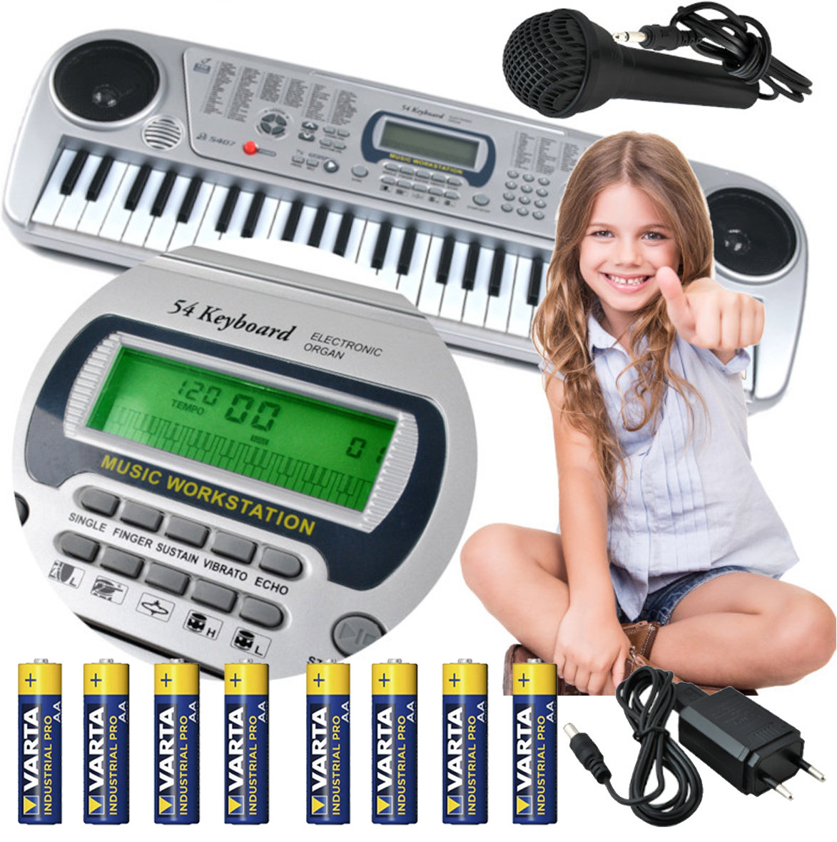 Organy Pianino Dla Dzieci +Mikrofon + 8 Baterii Aa Z424Z