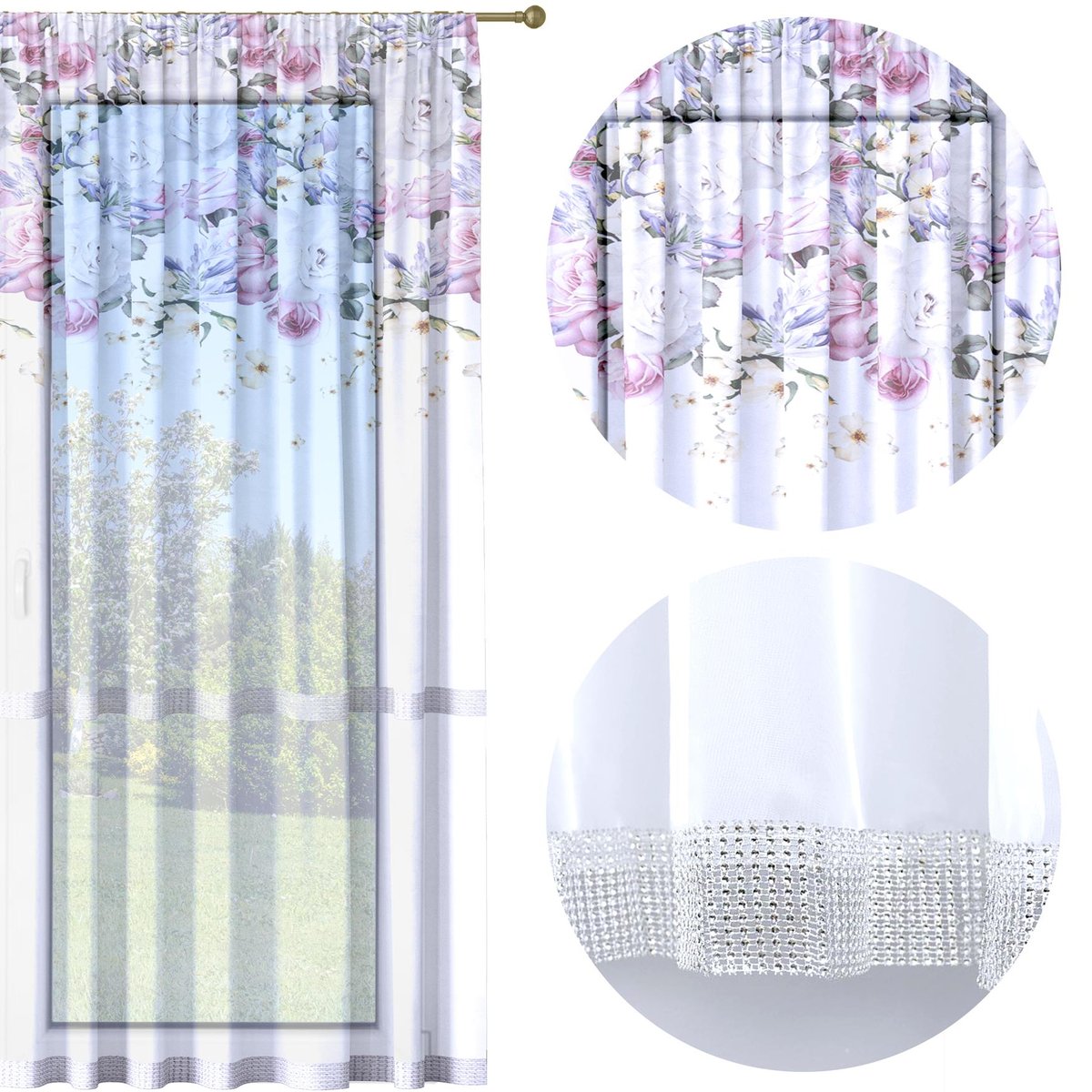 Firana Gotowa 140X250 Woal Barwiona Wzór Na Żabki