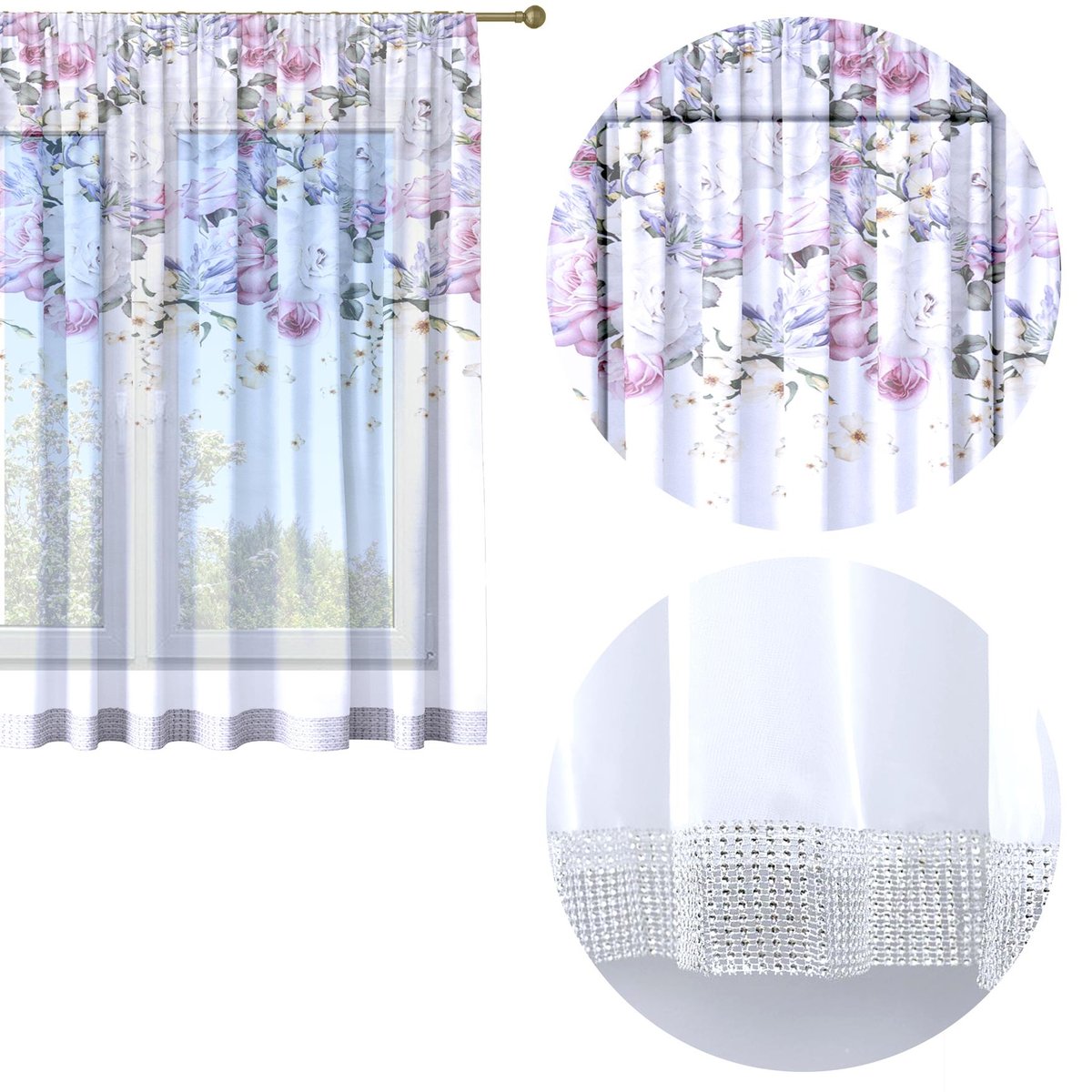 Firana Gotowa 400X150 Woal Barwiona Wzór Na Żabki